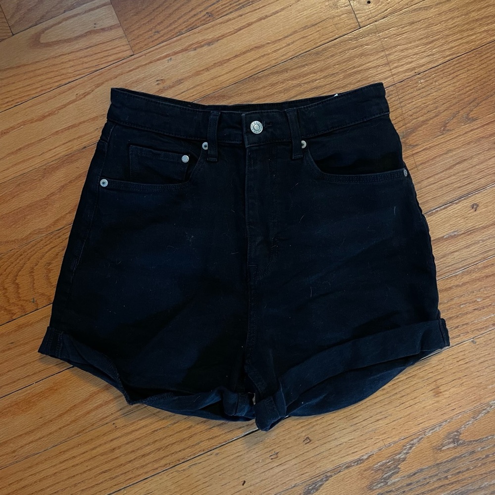 H&M Stretch High Waist Denim Mom Shorts